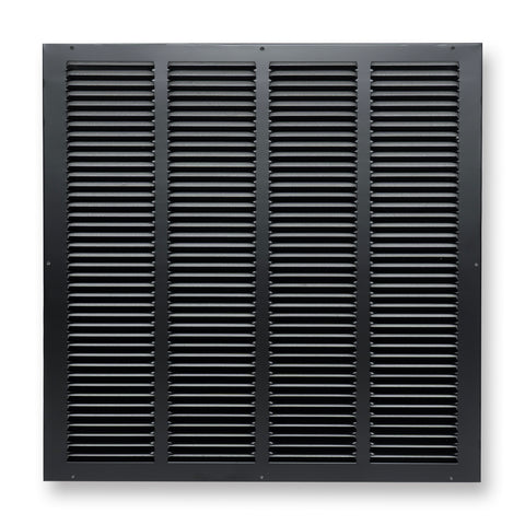 20"x20" Black Steel Return Air Grille, High-Airflow HVAC Cold Air Intake for Wall & Ceiling