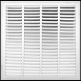 20"x20" White Steel Return Air Filter Grille, Fixed Hinged, for 1-Inch Filters