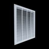 20"x25" White Steel Return Air Filter Grille, Removable Door, Plastic Latches, for 1-Inch Filters