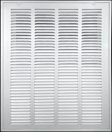 20"x30" White Steel Return Air Filter Grille, Removable Door, for 1-Inch Filters