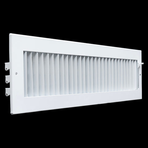 20"x4" White Steel Adjustable Supply Register, Air Vent Cover with Damper for Sidewall Or Ceiling