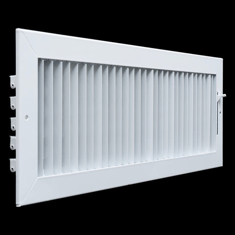 20"x6" White Steel Adjustable Supply Register, Air Vent Cover with Damper for Sidewall Or Ceiling