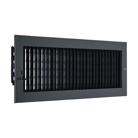 20"x6" Black Steel Adjustable Supply Register, Air Vent Cover with Damper for Sidewall Or Ceiling