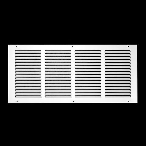 20"x8" White Steel Return Air Grille, High-Airflow HVAC Cold Air Intake for Wall & Ceiling