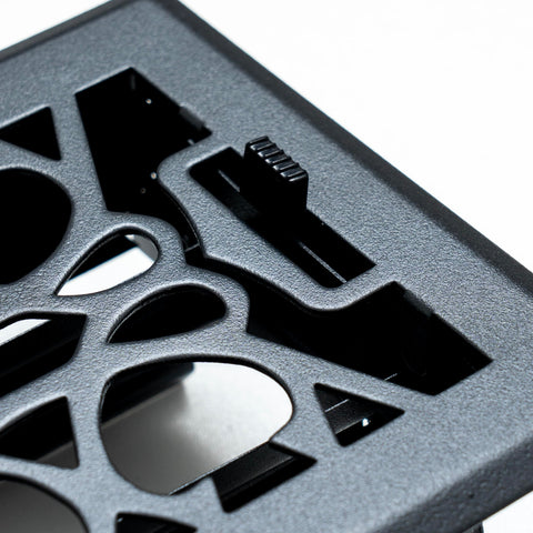 4"x10" Matte Black Steel Floor Register, Walkable Heavy-Duty Victorian Vent Cover with Damper