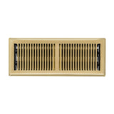 4"x12" Polished Brass Steel Floor Register, Walkable Heavy-Duty Contemporary Louvered Vent Cover with Damper