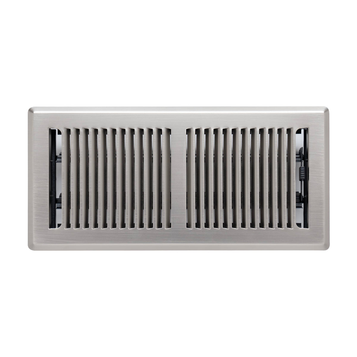4"x10" Satin Nickel Steel Floor Register, Walkable Heavy-Duty Contemporary Louvered Vent Cover with Damper