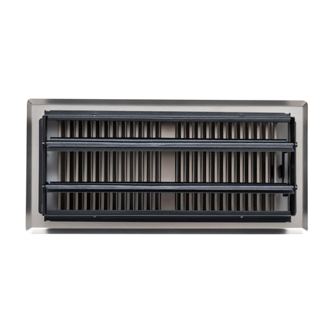 4"x10" Satin Nickel Steel Floor Register, Walkable Heavy-Duty Contemporary Louvered Vent Cover with Damper