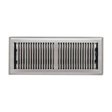 4"x12" Satin Nickel Steel Floor Register, Walkable Heavy-Duty Contemporary Louvered Vent Cover with Damper