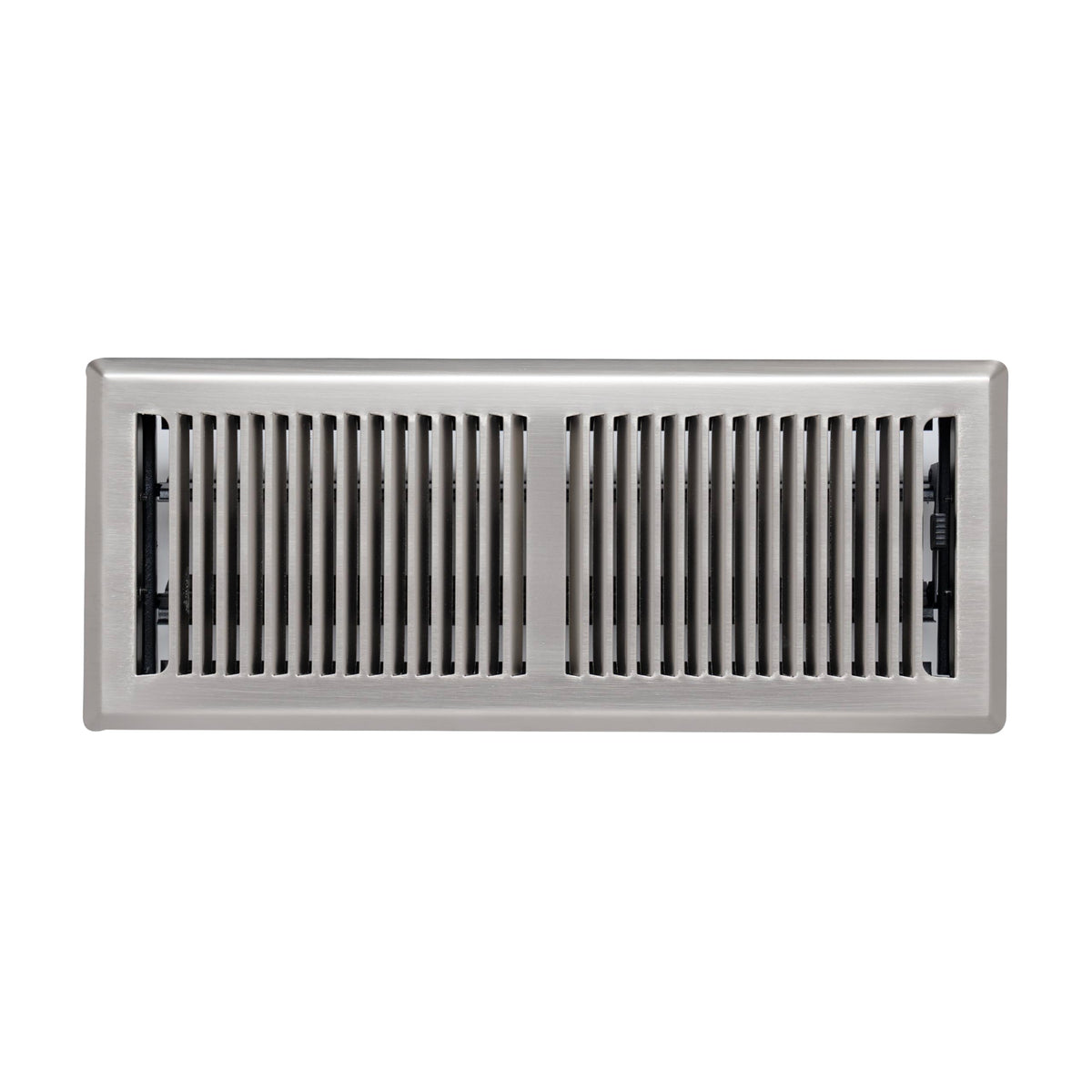4"x12" Satin Nickel Steel Floor Register, Walkable Heavy-Duty Contemporary Louvered Vent Cover with Damper