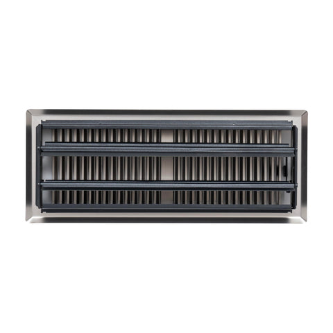 4"x12" Satin Nickel Steel Floor Register, Walkable Heavy-Duty Contemporary Louvered Vent Cover with Damper