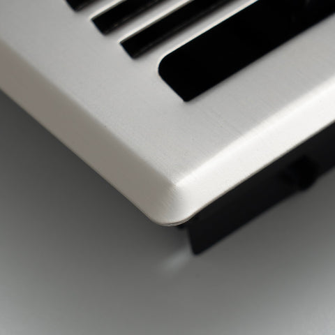 4"x12" Satin Nickel Steel Floor Register, Walkable Heavy-Duty Contemporary Louvered Vent Cover with Damper