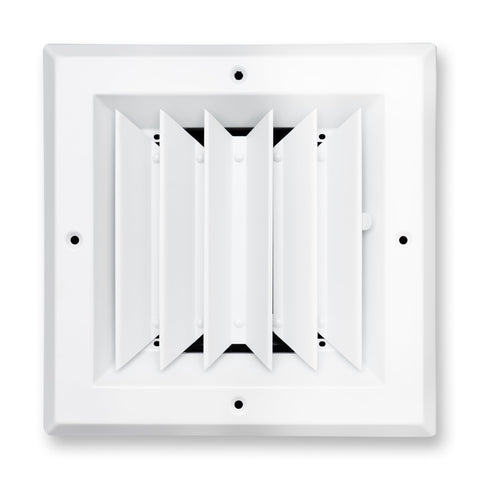 6"x6" 2-Way I-Pattern White Aluminum Square Ceiling Diffuser, Rust-Proof Ceiling Supply Grille