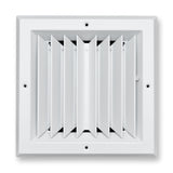 8"x8" 2-Way I-Pattern White Aluminum Square Ceiling Diffuser, Rust-Proof Ceiling Supply Grille