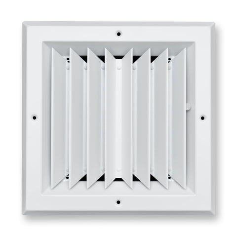 8"x8" 2-Way I-Pattern White Aluminum Square Ceiling Diffuser, Rust-Proof Ceiling Supply Grille