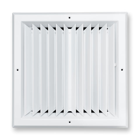 12"x12" 2-Way I-Pattern White Aluminum Square Ceiling Diffuser, Rust-Proof Ceiling Supply Grille