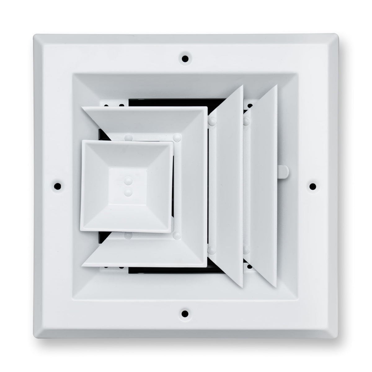 6"x6" 3-Way White Aluminum Square Ceiling Diffuser, Rust-Proof Ceiling Supply Grille