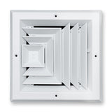 8"x8" 3-Way White Aluminum Square Ceiling Diffuser, Rust-Proof Ceiling Supply Grille