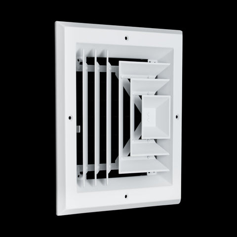 8"x8" 3-Way White Aluminum Square Ceiling Diffuser, Rust-Proof Ceiling Supply Grille