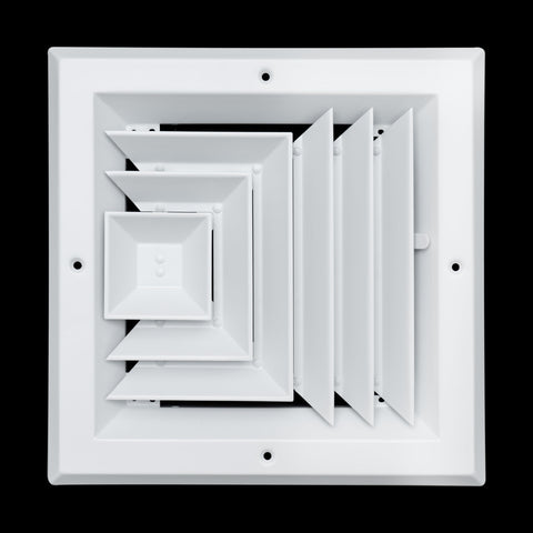 8"x8" 3-Way White Aluminum Square Ceiling Diffuser, Rust-Proof Ceiling Supply Grille