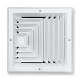 10"x10" 3-Way White Aluminum Square Ceiling Diffuser, Rust-Proof Ceiling Supply Grille