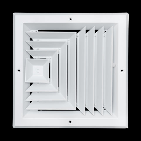 10"x10" 3-Way White Aluminum Square Ceiling Diffuser, Rust-Proof Ceiling Supply Grille