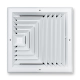12"x12" 3-Way White Aluminum Square Ceiling Diffuser, Rust-Proof Ceiling Supply Grille