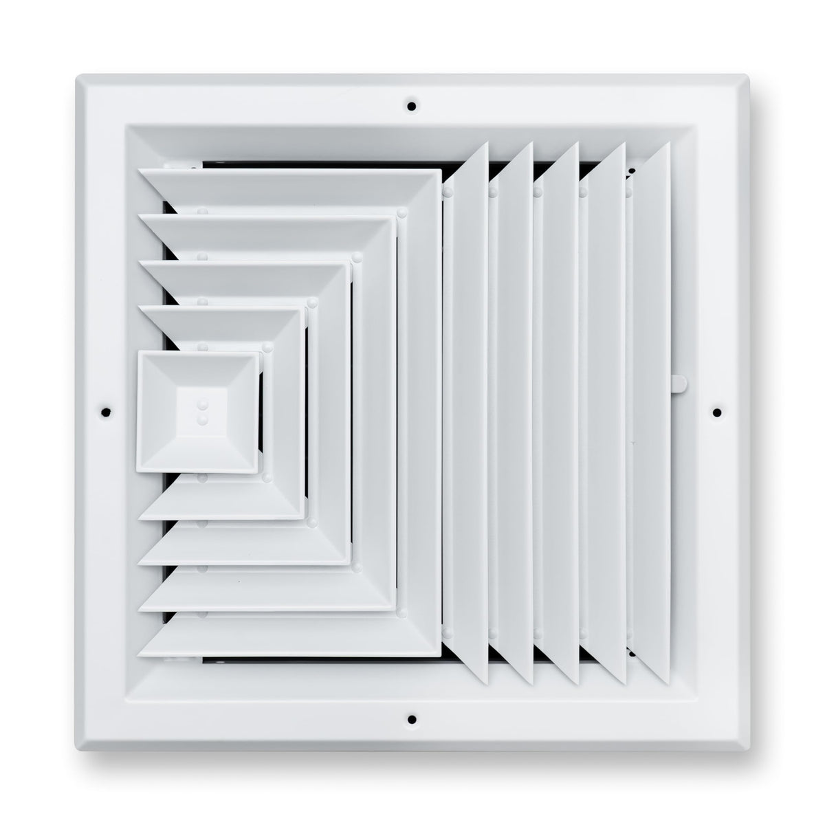 12"x12" 3-Way White Aluminum Square Ceiling Diffuser, Rust-Proof Ceiling Supply Grille
