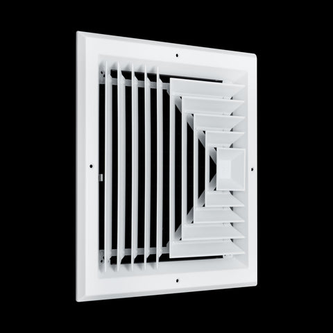 12"x12" 3-Way White Aluminum Square Ceiling Diffuser, Rust-Proof Ceiling Supply Grille