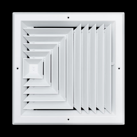 12"x12" 3-Way White Aluminum Square Ceiling Diffuser, Rust-Proof Ceiling Supply Grille