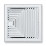 14"x14" 3-Way White Aluminum Square Ceiling Diffuser, Rust-Proof Ceiling Supply Grille