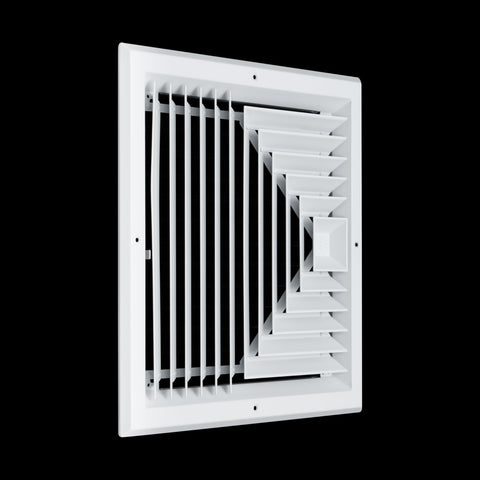 14"x14" 3-Way White Aluminum Square Ceiling Diffuser, Rust-Proof Ceiling Supply Grille