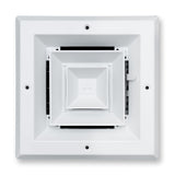 6"x6" 4-Way White Aluminum Square Ceiling Diffuser, Rust-Proof Ceiling Supply Grille