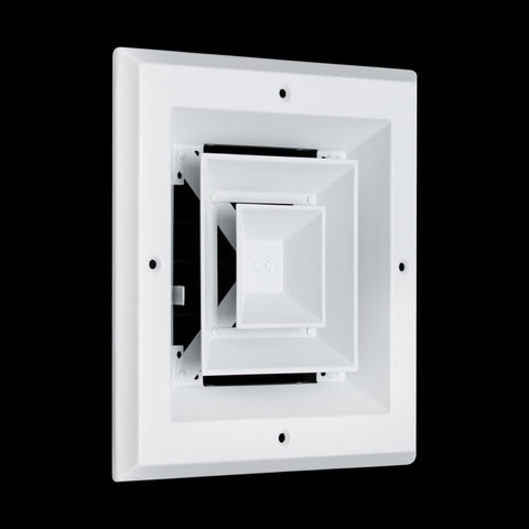 6"x6" 4-Way White Aluminum Square Ceiling Diffuser, Rust-Proof Ceiling Supply Grille