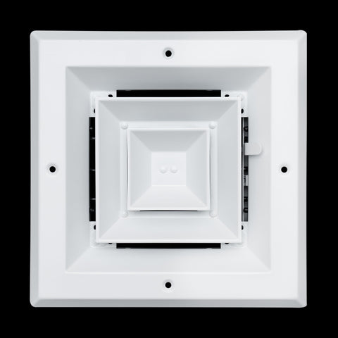 6"x6" 4-Way White Aluminum Square Ceiling Diffuser, Rust-Proof Ceiling Supply Grille