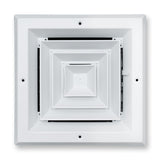 8"x8" 4-Way White Aluminum Square Ceiling Diffuser, Rust-Proof Ceiling Supply Grille