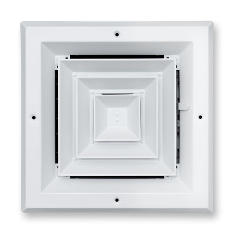 8"x8" 4-Way White Aluminum Square Ceiling Diffuser, Rust-Proof Ceiling Supply Grille