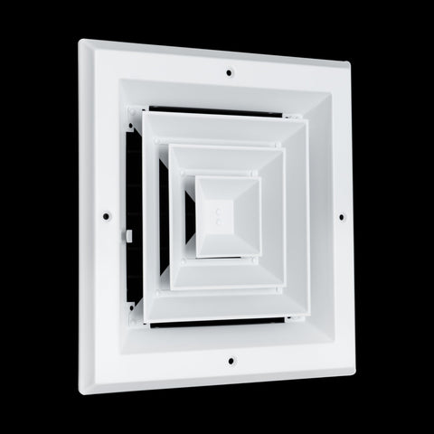 8"x8" 4-Way White Aluminum Square Ceiling Diffuser, Rust-Proof Ceiling Supply Grille
