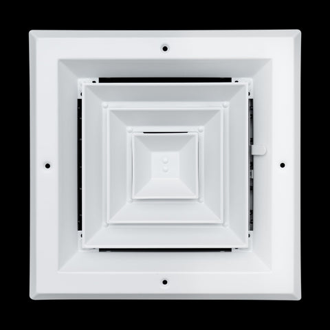 8"x8" 4-Way White Aluminum Square Ceiling Diffuser, Rust-Proof Ceiling Supply Grille