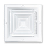 10"x10" 4-Way White Aluminum Square Ceiling Diffuser, Rust-Proof Ceiling Supply Grille