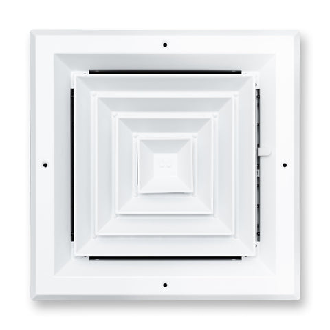 10"x10" 4-Way White Aluminum Square Ceiling Diffuser, Rust-Proof Ceiling Supply Grille