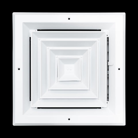 10"x10" 4-Way White Aluminum Square Ceiling Diffuser, Rust-Proof Ceiling Supply Grille