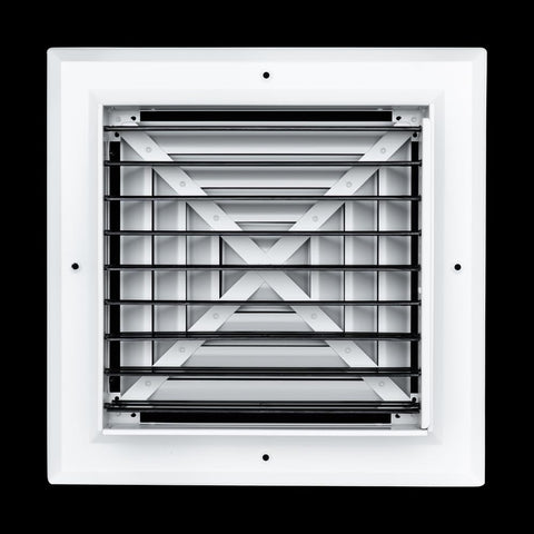 10"x10" 4-Way White Aluminum Square Ceiling Diffuser, Rust-Proof Ceiling Supply Grille