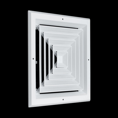 12"x12" 4-Way White Aluminum Square Ceiling Diffuser, Rust-Proof Ceiling Supply Grille