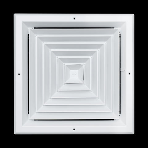 14"x14" 4-Way White Aluminum Square Ceiling Diffuser, Rust-Proof Ceiling Supply Grille