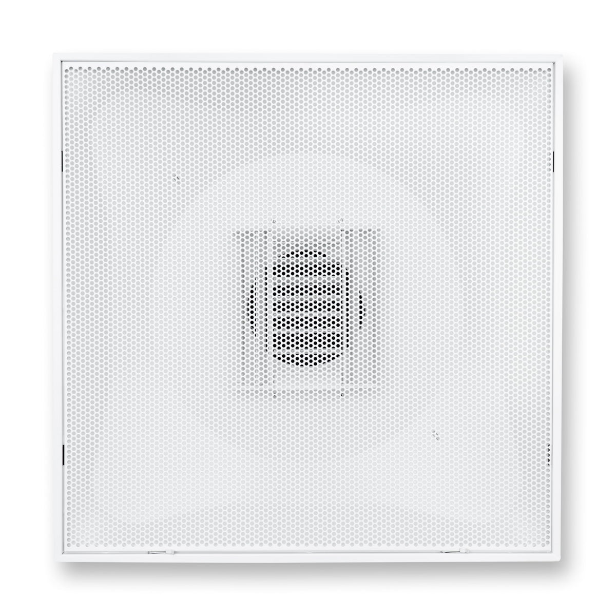 Fits 24"x24" White Steel T-Bar Drop Ceiling Grid, 2x2 Lay-In Perforated Face Adjustable Air Supply Diffuser, 6" Round Neck