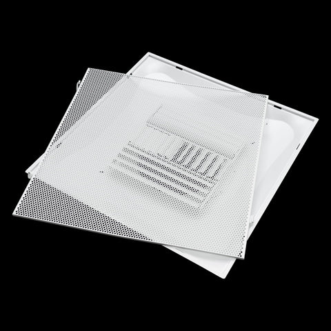 Fits 24"x24" White Steel T-Bar Drop Ceiling Grid, 2x2 Lay-In Perforated Face Adjustable Air Supply Diffuser, 6" Round Neck