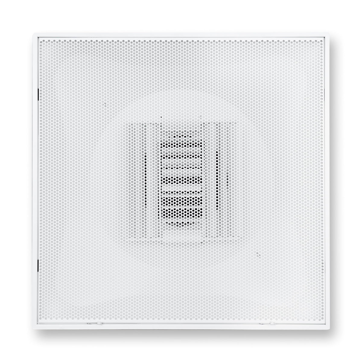 Fits 24"x24" White Steel T-Bar Drop Ceiling Grid, 2x2 Lay-In Perforated Face Adjustable Air Supply Diffuser, 8" Round Neck