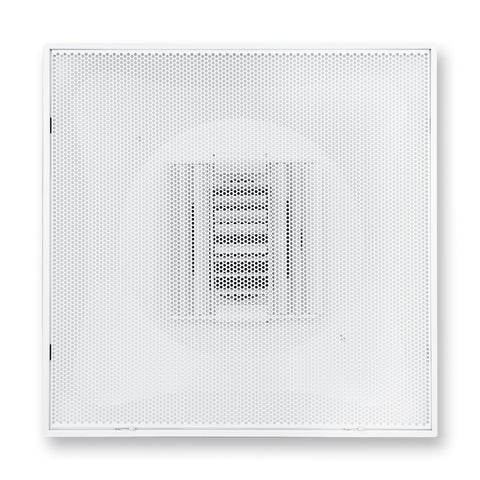 Fits 24"x24" White Steel T-Bar Drop Ceiling Grid, 2x2 Lay-In Perforated Face Adjustable Air Supply Diffuser, 8" Round Neck