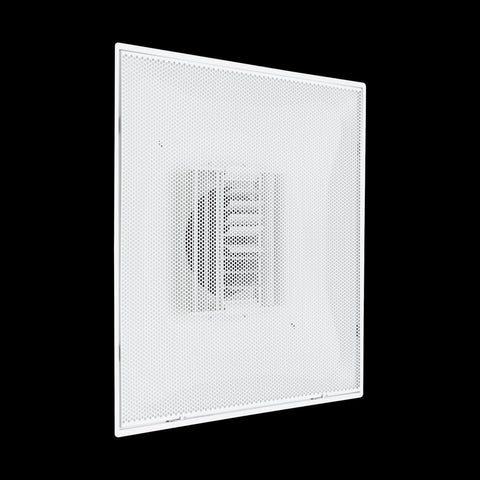 Fits 24"x24" White Steel T-Bar Drop Ceiling Grid, 2x2 Lay-In Perforated Face Adjustable Air Supply Diffuser, 8" Round Neck